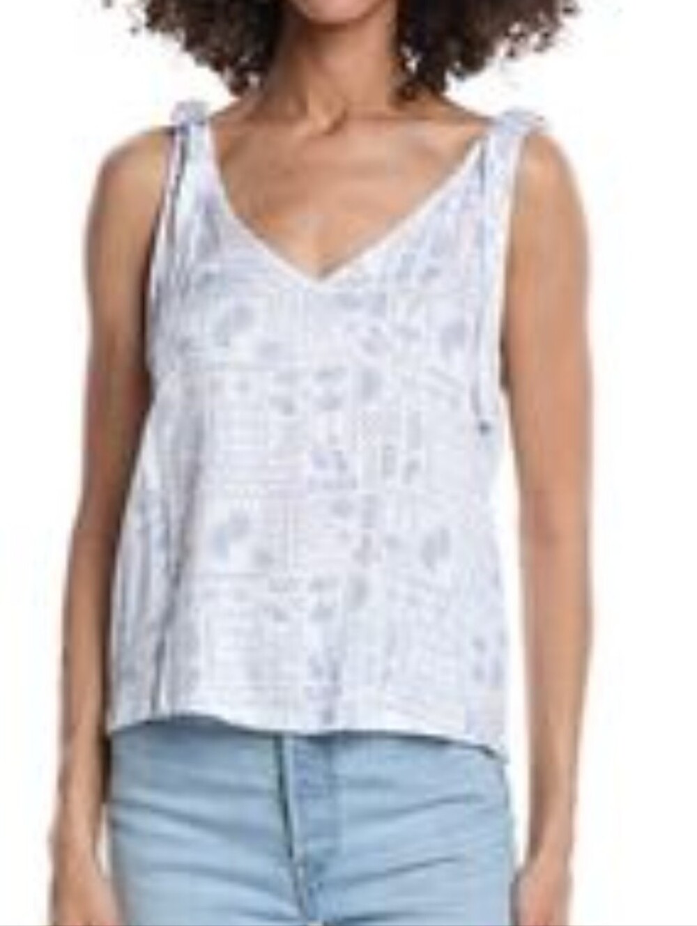 Splendid Size Medium Tie Strap White Print Tank